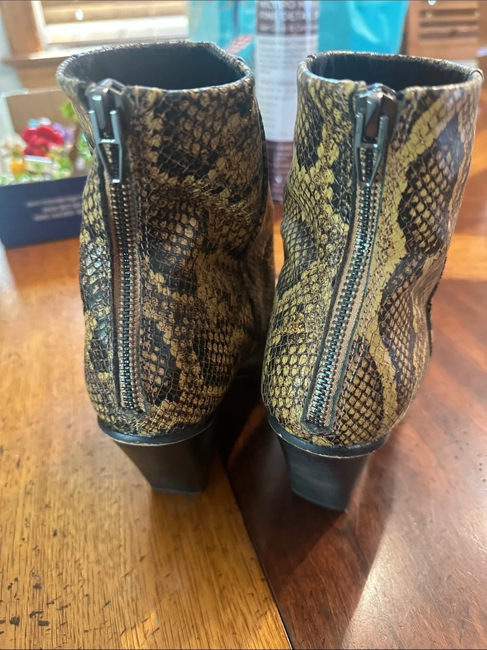 Dolce Vita Snake-Print Pointed Toe Ankle Boots - Brown/Black